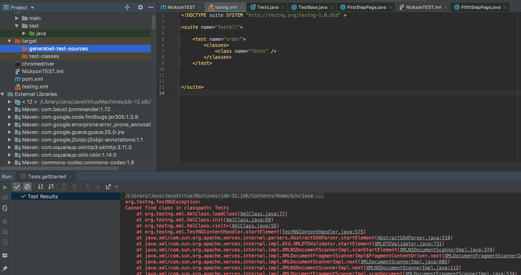 Xml classes java. TESTNG java. Java cos. Testbase. OKHTTP.